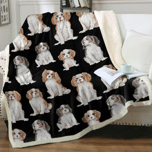 Load image into Gallery viewer, Watercolor Celebration King Charles Spaniels Fleece Blanket - 8 Colors-Blanket-Bedding, Blankets, Cavalier King Charles Spaniel, Home Decor-7