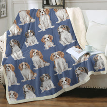 Load image into Gallery viewer, Watercolor Celebration King Charles Spaniels Fleece Blanket - 8 Colors-Blanket-Bedding, Blankets, Cavalier King Charles Spaniel, Home Decor-17