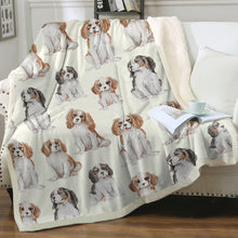 Load image into Gallery viewer, Watercolor Celebration King Charles Spaniels Fleece Blanket - 8 Colors-Blanket-Bedding, Blankets, Cavalier King Charles Spaniel, Home Decor-16