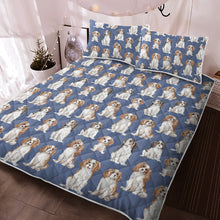 Load image into Gallery viewer, Watercolor Celebration King Charles Spaniels Quilted Bedding Set-Bedding-Bedding, Blankets, Cavalier King Charles Spaniel, Home Decor-Cornflower Blue-With Matching Pillowcases-Twin-12