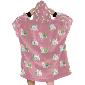 Watercolor Celebration Westie Christmas Blanket Hoodie-Blanket-Apparel, Blanket Hoodie, Blankets, Dog Mom Gifts, West Highland Terrier-21