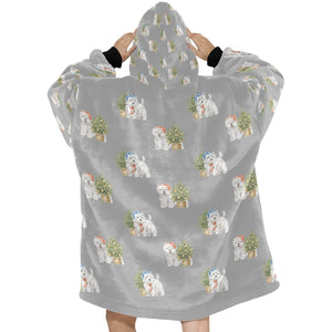 Watercolor Celebration Westie Christmas Blanket Hoodie-Blanket-Apparel, Blanket Hoodie, Blankets, Dog Mom Gifts, West Highland Terrier-36