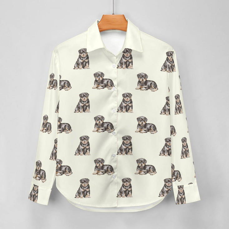 Watercolor Charm Rottweiler Puppies Women's Shirt-Apparel-Apparel, Dog Mom Gifts, Rottweiler, Shirt-13