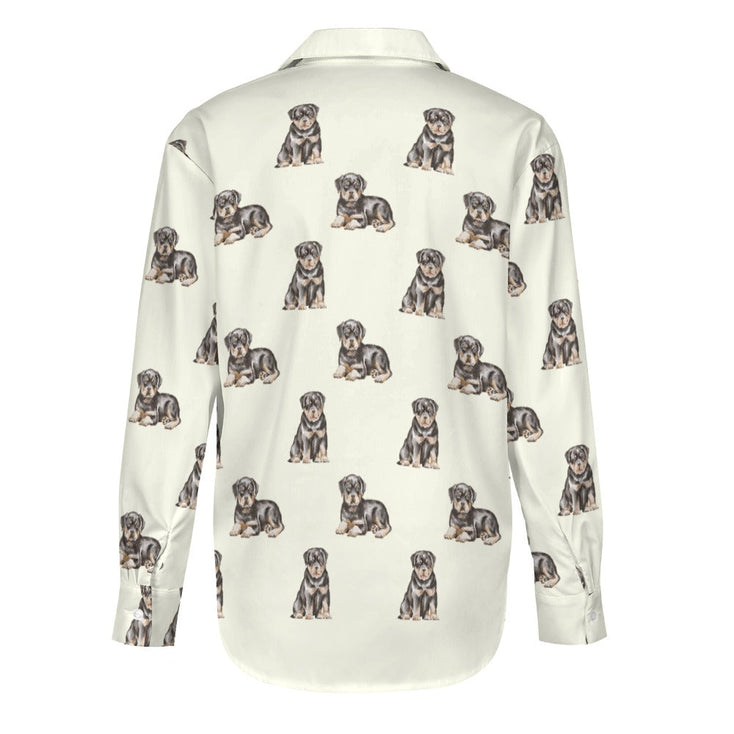 Watercolor Charm Rottweiler Puppies Women's Shirt-Apparel-Apparel, Dog Mom Gifts, Rottweiler, Shirt-15