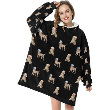 Watercolor Chocolate Labrador Christmas Blanket Hoodie 360x