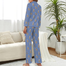 Load image into Gallery viewer, Watercolor Chocolate Labrador Christmas Pajamas Set for Women-Pajamas-Apparel, Christmas, Dog Mom Gifts, Labrador, Pajamas-S-CornflowerBlue-17