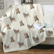 Load image into Gallery viewer, Watercolor Chocolate Labrador Christmas Sherpa Fleece Blanket - 8 Colors-Blanket-Bedding, Blankets, Chocolate Labrador, Christmas, Home Decor, Labrador-Ivory Cream-Single-17