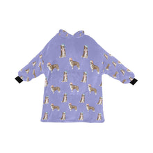 Load image into Gallery viewer, Watercolor Chocolate Red Border Collies Christmas Blanket Hoodie-Blanket-Apparel, Blanket Hoodie, Blankets, Border Collie, Christmas, Dog Mom Gifts-CornflowerBlue_1-ONE SIZE-25