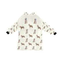 Load image into Gallery viewer, Watercolor Chocolate Red Border Collies Christmas Blanket Hoodie-Blanket-Apparel, Blanket Hoodie, Blankets, Border Collie, Christmas, Dog Mom Gifts-Ivory3-ONE SIZE-1