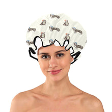 Load image into Gallery viewer, Watercolor Chocolate Red Border Collies Christmas Reusable Shower Caps-Accessories-Accessories, Border Collie, Christmas, Dog Mom Gifts-1