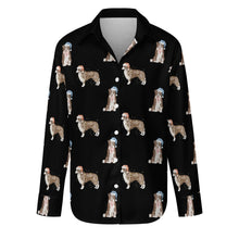 Load image into Gallery viewer, Watercolor Chocolate Red Border Collies Christmas Women&#39;s Shirt-S-Black-41