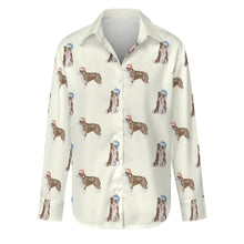 Load image into Gallery viewer, Watercolor Chocolate Red Border Collies Christmas Women&#39;s Shirt-S-Ivory-1