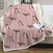 Watercolor Chocolate Red Border Collies Fleece Blanket - 8 Colors-Blanket-Bedding, Blankets, Border Collie, Home Decor-4