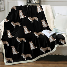 Load image into Gallery viewer, Watercolor Chocolate Red Border Collies Fleece Blanket - 8 Colors-Blanket-Bedding, Blankets, Border Collie, Home Decor-Midnight Black-Single-22