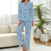 Load image into Gallery viewer, Watercolor Chocolate Red Border Collies Pajamas Set for Women-Pajamas-Apparel, Border Collie, Dog Mom Gifts, Pajamas-13