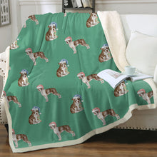 Load image into Gallery viewer, Watercolor Chocolate Red Boston Terriers Christmas Blanket - 8 Colors-Blanket-Bedding, Blankets, Boston Terrier, Home Decor-11