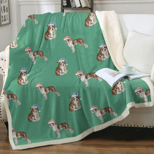 Watercolor Chocolate Red Boston Terriers Christmas Blanket - 8 Colors-Blanket-Bedding, Blankets, Boston Terrier, Home Decor-11