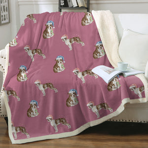 Watercolor Chocolate Red Boston Terriers Christmas Blanket - 8 Colors-Blanket-Bedding, Blankets, Boston Terrier, Home Decor-17