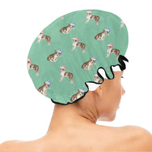 Load image into Gallery viewer, Watercolor Chocolate Red Boston Terriers Christmas Reusable Shower Caps-Accessories-Accessories, Boston Terrier, Christmas, Dog Mom Gifts-16