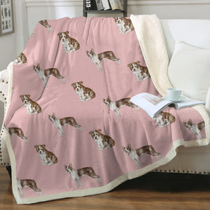 Watercolor Chocolate Red Boston Terriers Fleece Blanket - 8 Colors-Blanket-Bedding, Blankets, Boston Terrier, Home Decor-7