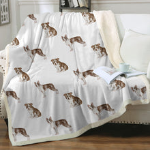 Load image into Gallery viewer, Watercolor Chocolate Red Boston Terriers Fleece Blanket - 8 Colors-Blanket-Bedding, Blankets, Boston Terrier, Home Decor-Crisp White-Single-16