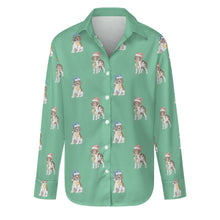 Load image into Gallery viewer, Watercolor Chocolate Tri Springer Spaniel Christmas Women&#39;s Shirt-Apparel-Apparel, Christmas, Dog Mom Gifts, English Springer Spaniel, Shirt-Mint Green-S-29