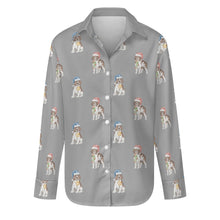 Load image into Gallery viewer, Watercolor Chocolate Tri Springer Spaniel Christmas Women&#39;s Shirt-Apparel-Apparel, Christmas, Dog Mom Gifts, English Springer Spaniel, Shirt-Parisian Gray-S-35