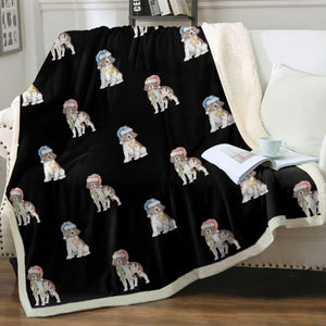 Watercolor Chocolate Tri Springer Spaniels Christmas Blanket - 8 Colors-Blanket-Bedding, Blankets, Christmas, English Springer Spaniel, Home Decor-8