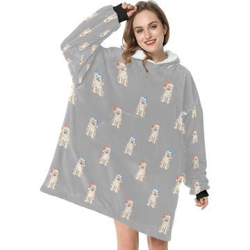 Watercolor Cream Shiba Inus Christmas Blanket Hoodie 360x