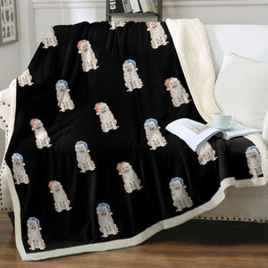 Watercolor Cream Shiba Inus Christmas Fleece Blanket - 8 Colors-Blanket-Bedding, Blankets, Christmas, Home Decor, Shiba Inu-Midnight Black-Single-8