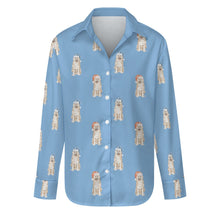 Load image into Gallery viewer, Watercolor Cream Shiba Inus Christmas Women&#39;s Shirt-Apparel-Apparel, Dog Mom Gifts, Shiba Inu, Shirt, Whippet-S-LightSkyBlue-14