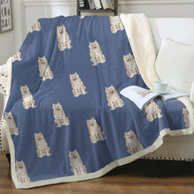Load image into Gallery viewer, Watercolor Cream Shiba Inus Sherpa Fleece Blanket - 8 Colors-Blanket-Bedding, Blankets, Home Decor, Shiba Inu-Cornflower Blue-Single-22