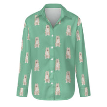 Load image into Gallery viewer, Watercolor Cream Shiba Inus Women&#39;s Shirt-Apparel-Apparel, Dog Mom Gifts, Shiba Inu, Shirt-Mint Green-S-29