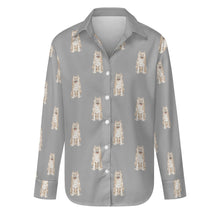 Load image into Gallery viewer, Watercolor Cream Shiba Inus Women&#39;s Shirt-Apparel-Apparel, Dog Mom Gifts, Shiba Inu, Shirt-Parisian Gray-S-35