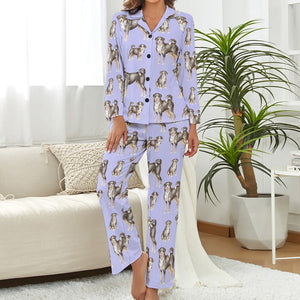 Watercolor Delight Appenzeller Sennenhunds Pajamas Set for Women-Pajamas-Apparel, Appenzeller Sennenhund, Christmas, Dog Mom Gifts, Pajamas-S-LightSteelBlue-21