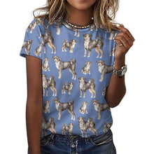 Load image into Gallery viewer, Watercolor Delight Appenzeller Sennenhunds Women&#39;s Cotton T-Shirt AOP-Apparel-Apparel, Appenzeller Sennenhund, Christmas, Dog Mom Gifts, Shirt, T Shirt-2XS-Cornflower Blue-23