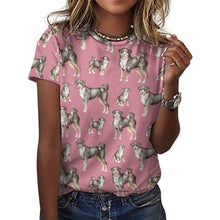 Load image into Gallery viewer, Watercolor Delight Appenzeller Sennenhunds Women&#39;s Cotton T-Shirt AOP-Apparel-Apparel, Appenzeller Sennenhund, Christmas, Dog Mom Gifts, Shirt, T Shirt-2XS-Dusty Rose-18