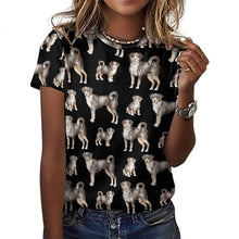 Load image into Gallery viewer, Watercolor Delight Appenzeller Sennenhunds Women&#39;s Cotton T-Shirt AOP-Apparel-Apparel, Appenzeller Sennenhund, Christmas, Dog Mom Gifts, Shirt, T Shirt-2XS-Midnight Black-8