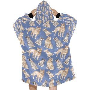 Watercolor Delight Australian Blue Heeler Blanket Hoodie-16