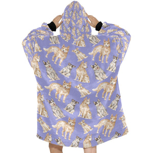 Watercolor Delight Australian Blue Heeler Blanket Hoodie-24