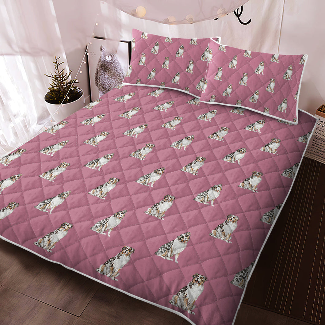 Watercolor Delight Australian Shepherds Quilted Bedding Set-Bedding-Australian Shepherd, Bedding, Blankets, Home Decor-11