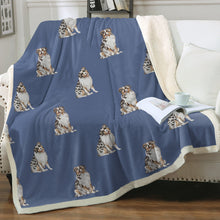 Load image into Gallery viewer, Watercolor Delight Australian Shepherds Sherpa Fleece Blanket - 8 Colors-Blanket-Australian Shepherd, Bedding, Blankets, Home Decor-Cornflower Blue-Single-16