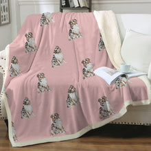 Load image into Gallery viewer, Watercolor Delight Australian Shepherds Sherpa Fleece Blanket - 8 Colors-Blanket-Australian Shepherd, Bedding, Blankets, Home Decor-Soft Pink-Single-17