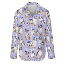 Load image into Gallery viewer, Watercolor Delight Australian Shepherds Women&#39;s Shirt-Apparel-Apparel, Australian Shepherd, Christmas, Dog Mom Gifts, Shirt-S-LightSteelBlue-34