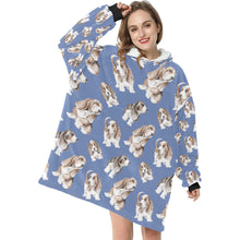 Load image into Gallery viewer, Watercolor Delight Basset Hounds Blanket Hoodie-Apparel-Basset Hound, Blanket Hoodie, Blankets, Dog Mom Gifts-15