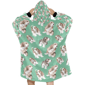 Watercolor Delight Basset Hounds Blanket Hoodie-Apparel-Basset Hound, Blanket Hoodie, Blankets, Dog Mom Gifts-21