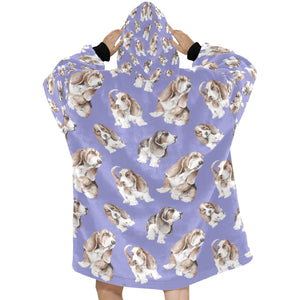 Watercolor Delight Basset Hounds Blanket Hoodie-Apparel-Basset Hound, Blanket Hoodie, Blankets, Dog Mom Gifts-24