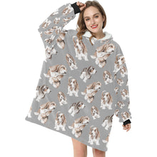 Load image into Gallery viewer, Watercolor Delight Basset Hounds Blanket Hoodie-Apparel-Basset Hound, Blanket Hoodie, Blankets, Dog Mom Gifts-26