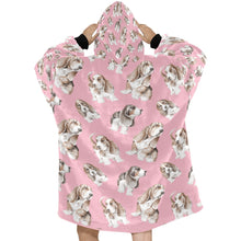 Load image into Gallery viewer, Watercolor Delight Basset Hounds Blanket Hoodie-Apparel-Basset Hound, Blanket Hoodie, Blankets, Dog Mom Gifts-8