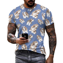 Load image into Gallery viewer, Watercolor Delight Basset Hounds Men&#39;s Cotton T-Shirt-Apparel-Apparel, Basset Hound, Dog Dad Gifts, T Shirt-10